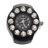 Stretchy Women Round Crystal Finger Ring Watch