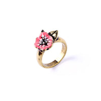 Enameled Boutique Painted Flower Rings for Women