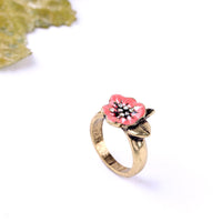 Enameled Boutique Painted Flower Rings for Women