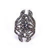 Black Crystal Rhinestone Big Rose Flower Rings For Women