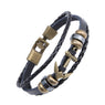 Genuine Leather Anchor Stainless Steel Bracelets & Bangles for Men