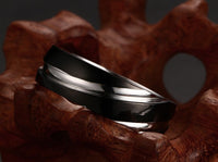 New Stainless Steel Round Black Silver Color Rings Fashion Stylish Wedding Ring Jewelry for Men / Women (6,7,8,9)