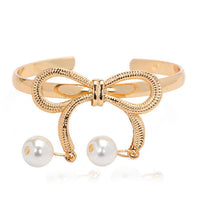Imitation Pearl Bows Opening Bangles for Women (3741)