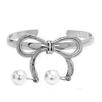 Imitation Pearl Bows Opening Bangles for Women (3741)