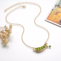new Fashion Cute Green Pea Pendant Necklace for Women - sparklingselections