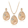 Austrian Crystal Jewelry Set For Woman Gold Color Water Drop Necklace Earrings Trendy Jewelry Accessory