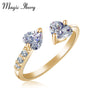 Double Heart Full of Drilling Shaped Zircon Ring For Women