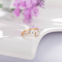 Double Heart Full of Drilling Shaped Zircon Ring For Women