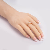 Double Heart Full of Drilling Shaped Zircon Ring For Women