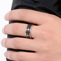 Black Enamel Stainless Steel Cross Rings For Men