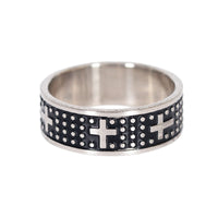 Black Enamel Stainless Steel Cross Rings For Men