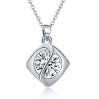 White Cubic Zircon Square Pendant Necklace for Women