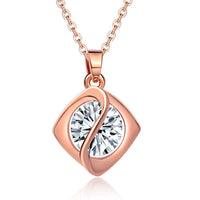 White Cubic Zircon Square Pendant Necklace for Women