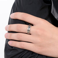 Luxurious Stainless Steel CZ Crystal Open Engagement Ring