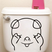 Lovely Cute Pig Toilet Stickers Wall Decals - sparklingselections