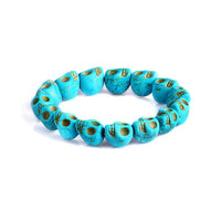 Handmade Skeleton Blue Stone Beads Elastic Bracelet for Women