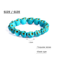 Handmade Skeleton Blue Stone Beads Elastic Bracelet for Women