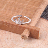 Luxury Silver Adjustable Crown Ring for Women