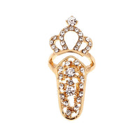 Bowknot Crown Crystal Finger Art Nail Ring for Women