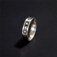 Punk Crystal Stainless Steel Wedding Rings Men