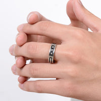 Punk Crystal Stainless Steel Wedding Rings Men