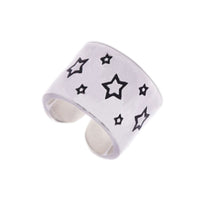 Retro Design Genuine Thai Silver Adjustable Moon Star Ring