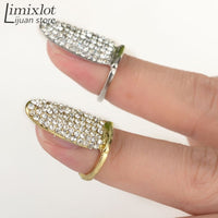 High Quality Crystal Adjustable Open Lip Nail Rings for Women