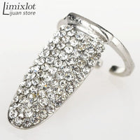 High Quality Crystal Adjustable Open Lip Nail Rings for Women