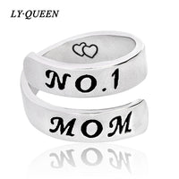 Spiral Shape "NO.1 MOM" Forever Love Mother Opening Ring