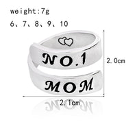 Spiral Shape "NO.1 MOM" Forever Love Mother Opening Ring