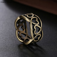 Bronze Tone Hollow Link Heart Rings