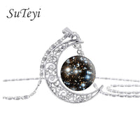 Galaxy Moon Pendant Necklace For Women - sparklingselections