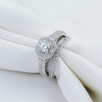 Two Pieces Wedding Silver Ring  For Women - sparklingselections