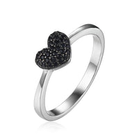 Natural Black 0.14 ct Spinel Love Heart Rings For Women