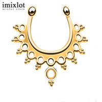 Crystal Gold Faux Piercing Fake Septum Nose Rings