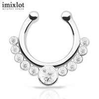 Crystal Gold Faux Piercing Fake Septum Nose Rings