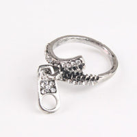 Zipper Made Retro Antique Silver Plated Punk Alloy Ring - sparklingselections