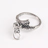 Zipper Made Retro Antique Silver Plated Punk Alloy Ring