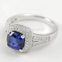 Blue CZ Pure Sterling Silver Wedding Ring For Women - sparklingselections