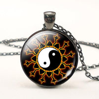 Black White Gothic Yin Yang  Pendant Necklace - sparklingselections