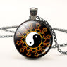 Black White Gothic Yin Yang  Pendant Necklace