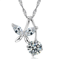 White Crystal Pendant Necklaces For Woman - sparklingselections