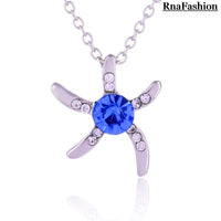 Crystal Starfish Love Pendants Necklace - sparklingselections