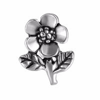 Womens Antique Silver Stainless Steel Flower Stud Earrings - sparklingselections