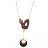 Wood Geometric Candy Color Bead Long Necklace Pendant
