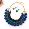 Multiple Round Beaded Torsade Chunky Party Necklace Earrings Set
