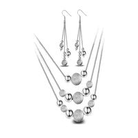 Beads Long Necklace Silver Earrings for Women