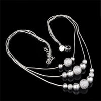 Beads Long Necklace Silver Earrings for Women