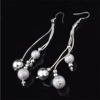 Beads Long Necklace Silver Earrings for Women