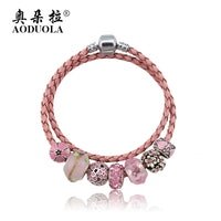 Genuine Leather Bead Bracelet for Women